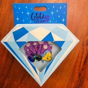 LITTLE MERMAID Glitzy Gear Pin 2021 Disney Flounder Shell LE1500 Diamond Box